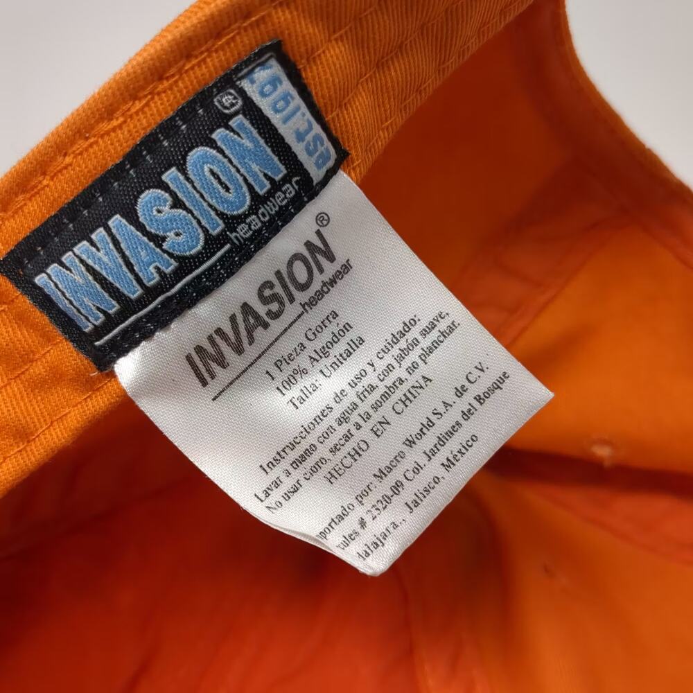 Invasion Baseball Cap Orange OS Riviera Maya Shell Embroidered Slideback Hat - Picture 9 of 9